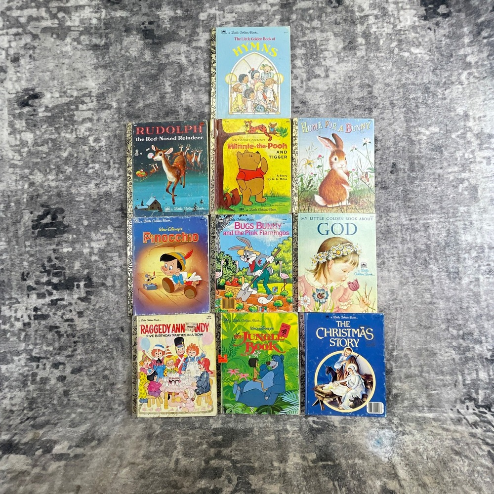 Vtg. Little Golden Books Lot of 10 Disney Rudolph Pooh Raggedy Ann Christmas